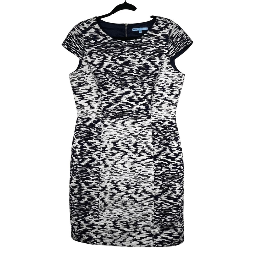 Antonio‎ Melani Sheath Dress Womens Navy Blue Abstract Geometric Size 12